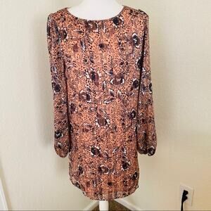 Lulu’s Floral Metallic Long Sleeve Sheath Dress